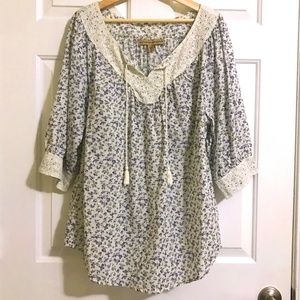 Nine West Vintage America Tunic Top Tassel Blouse